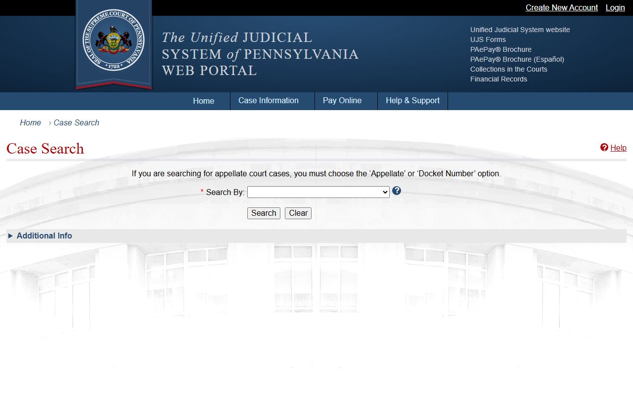 Venango County court records after arrest UJS case search portal